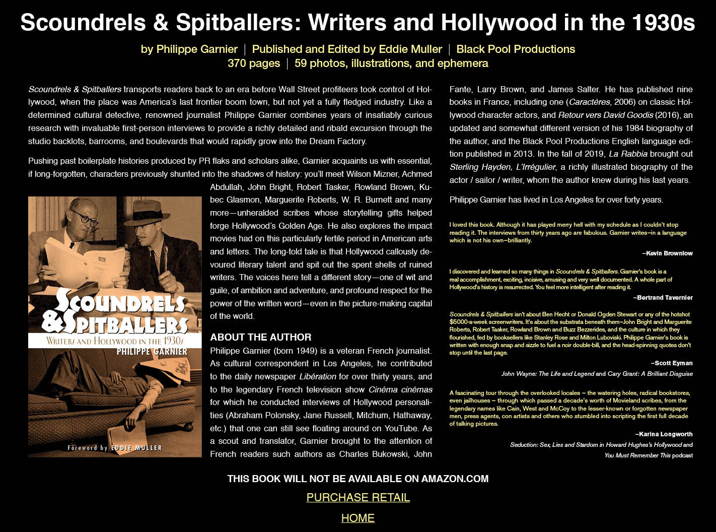 Scoundrels & Spitballers: Writers and Hollywood in the 1930s - Philippe Garnier